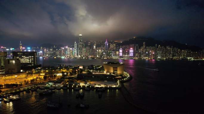 航拍香港故宫夜景