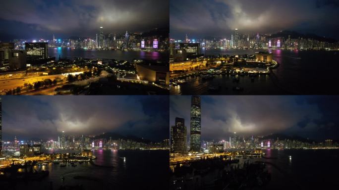 航拍香港故宫夜景