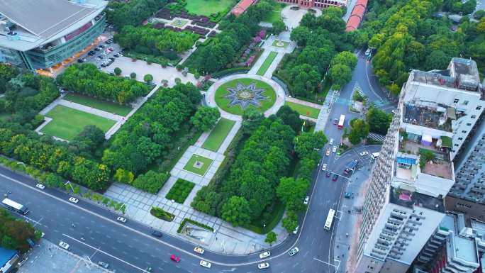 武汉首义公园辛亥革命博物馆航拍首义广场地