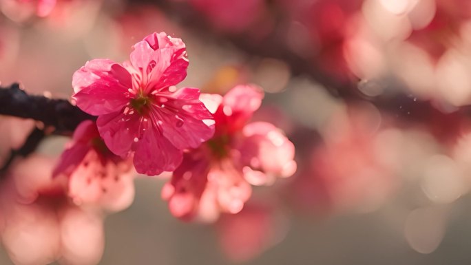 阳光下的红梅花