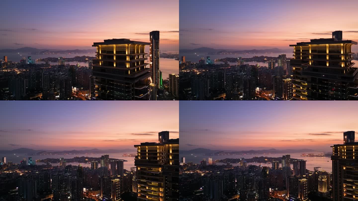 厦门第一高楼帝景苑夜景航拍