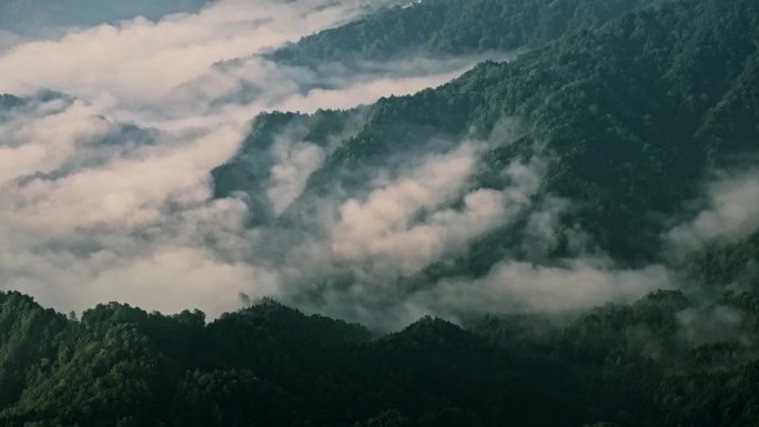 航拍大山大河壮丽山河森林云海