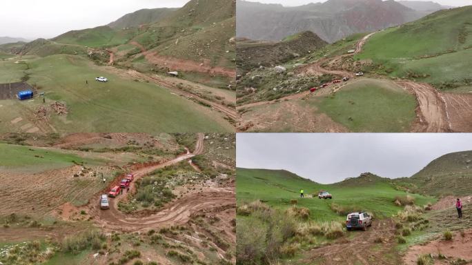 山地越野泥泞路越野车爬坡