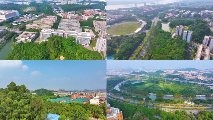 广州大学城航拍校园广州番禺区广东城市风景