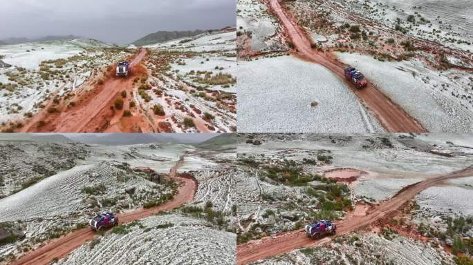 新疆环塔汽车拉力赛丹霞大峡谷雪地越野2