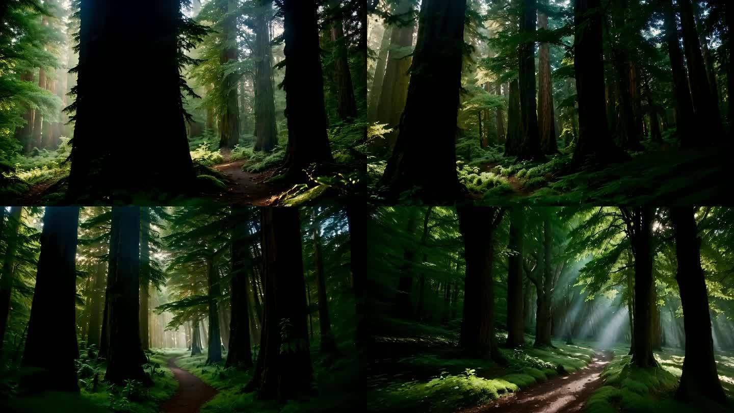 森林树林 阳光丁达尔 自然风景