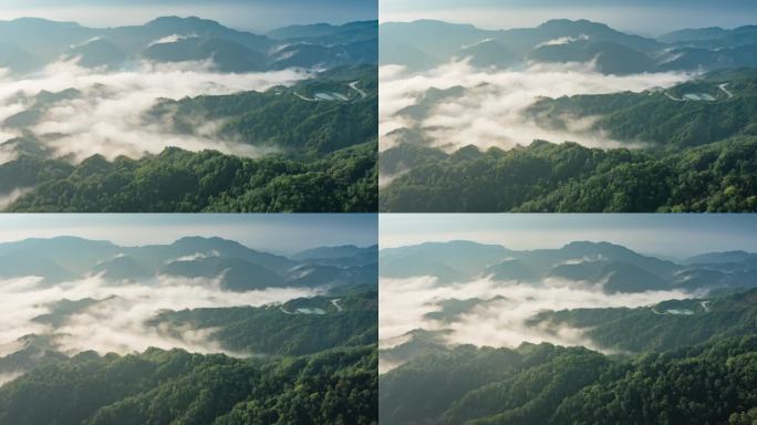 航拍大山大河壮丽山河森林云海