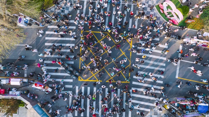 十字路口人流延时