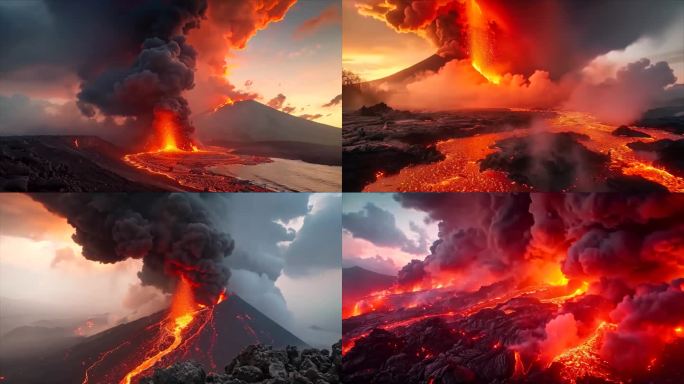 末日活火山爆发喷发岩浆自然灾害ai素材原