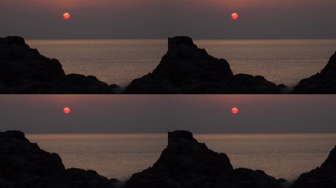 礁石岩石海平面太阳炫光