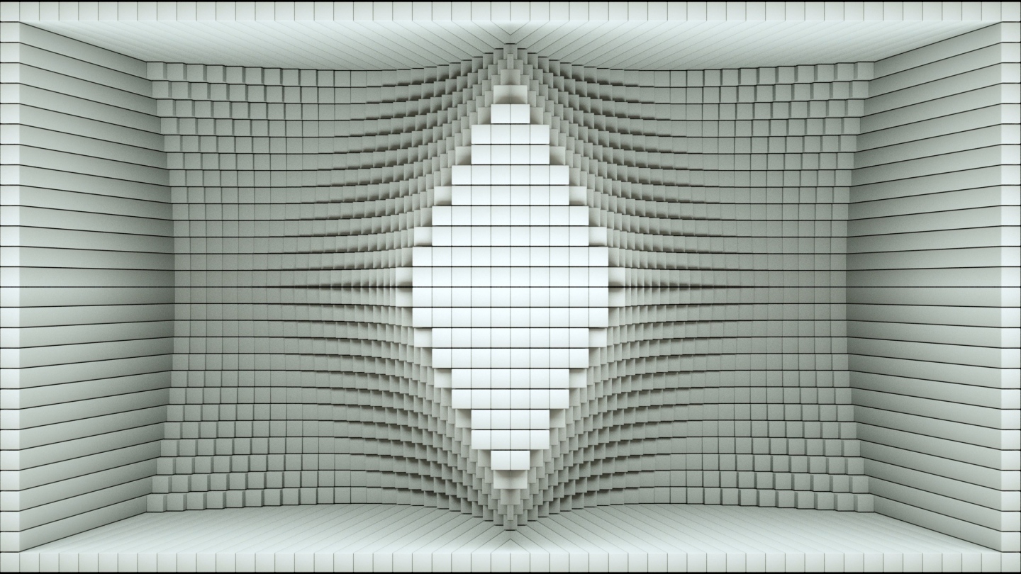 【裸眼3D】白色光影立体几何方块镜像空间