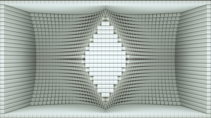 【裸眼3D】白色光影立体几何方块镜像空间