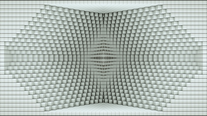 【裸眼3D】白色光影立体几何方块镜像空间