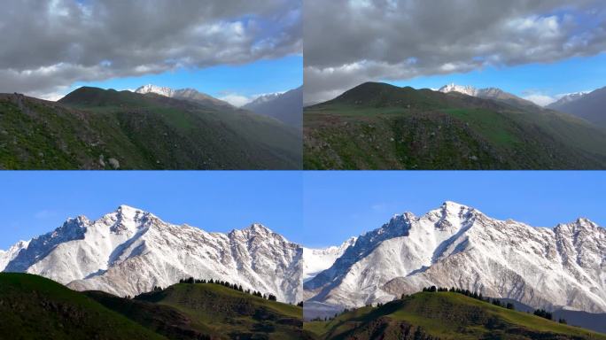 新疆伊犁夏塔大草原塔村天山山脉雪山2