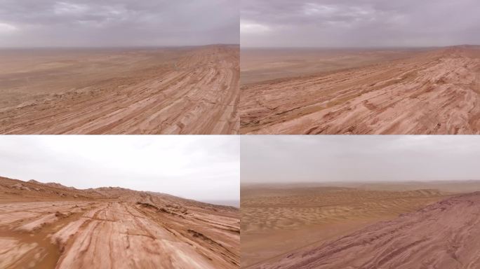 航拍新疆塔克拉玛干沙漠崎岖沙漠地带10