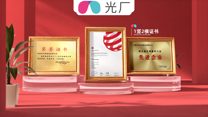 多种组合红色荣誉证书展示AE模板