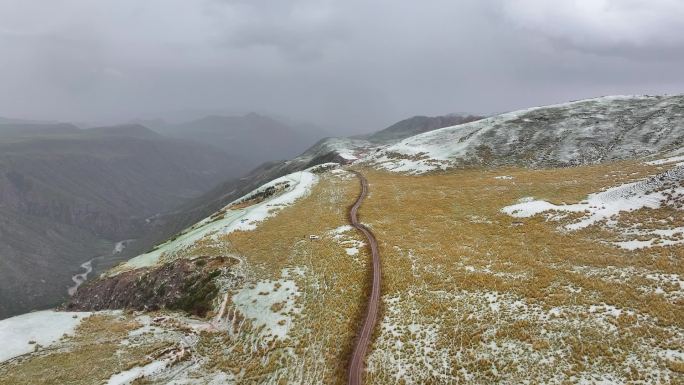 新疆张掖丹霞大峡谷草原天山雪山山脊4