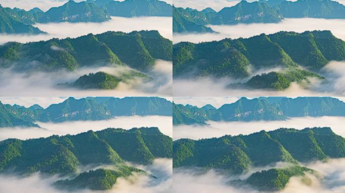 山中流动的云雾延时