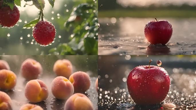 阳光雨水下的瓜果水果
