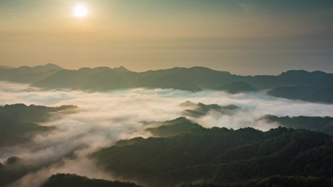 航拍大山大河壮丽山河森林云海