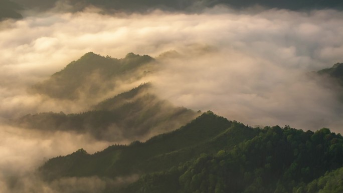 航拍大山大河壮丽山河森林云海