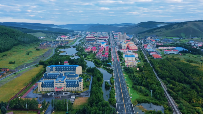 航拍边境小城旅游胜地阿尔山市