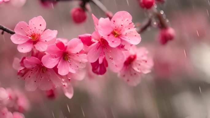 雨中的红梅花