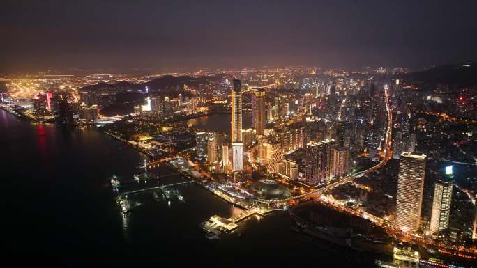 厦门第一高楼帝景苑夜景航拍