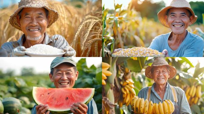 农业大丰收 农民伯伯笑脸合集