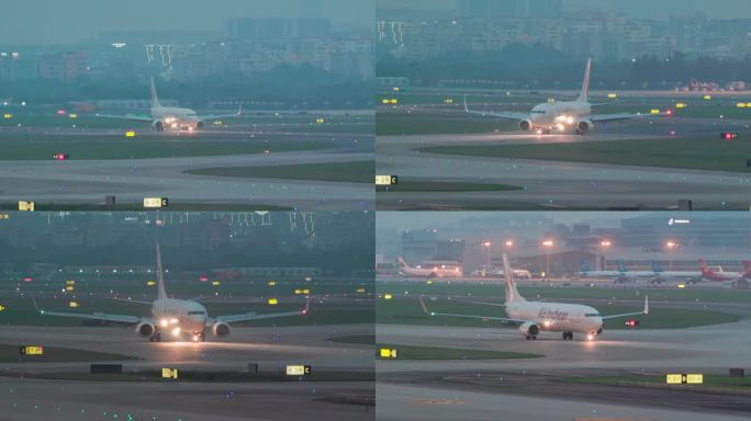韩国仁川货运航空波音737货机降落滑行