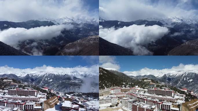 云南香格里拉飞来寺观景台藏区云彩美景