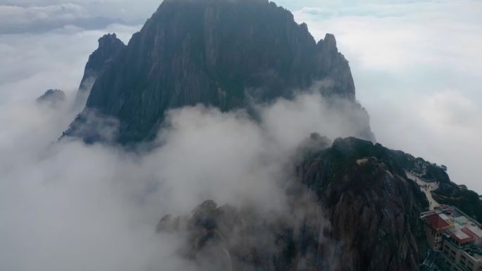 安徽黄山云海航拍延时自然风景视频素材