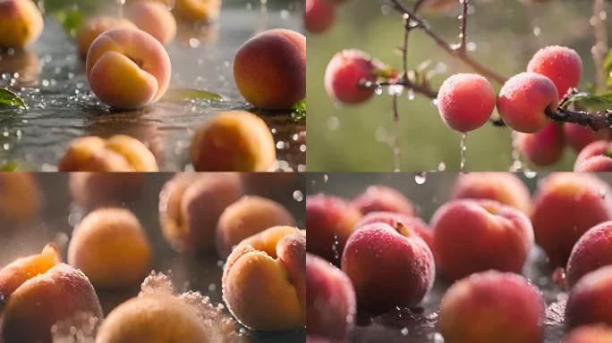 水中丰收的桃子
