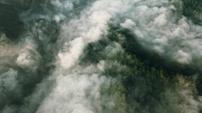 航拍大山大河壮丽山河森林云海