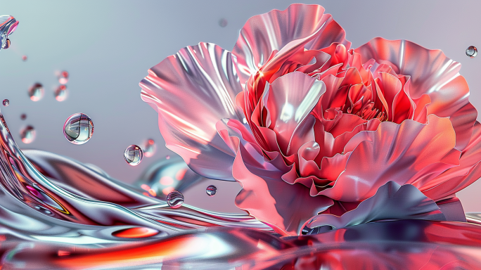 牡丹花抽象绚丽创意色彩艺术流体背景