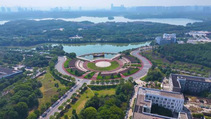 江西南昌大学前湖校区校园航拍风景风光素材