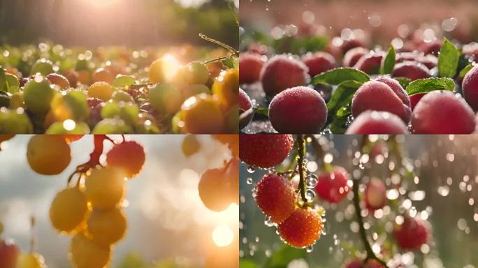阳光下的瓜果水果丰收
