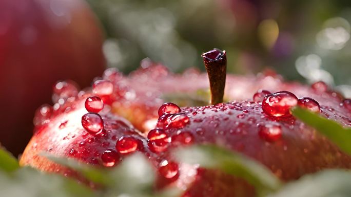 水滴滴落在瓜果水果上