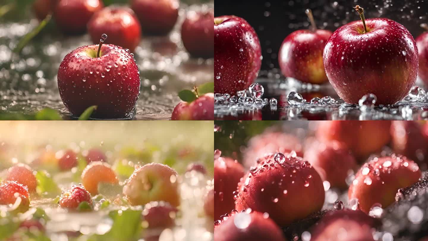 苹果在水中 水滴