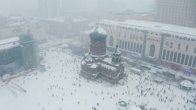 哈尔滨圣索菲亚教堂雪景