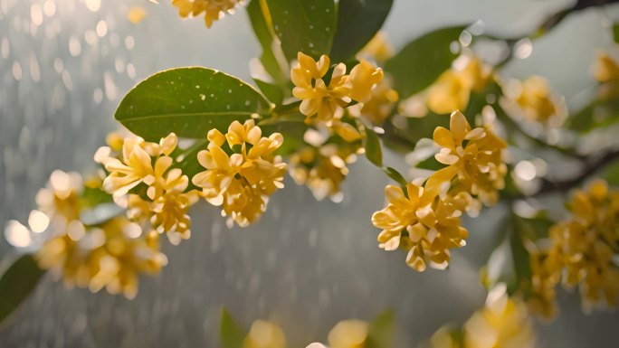 桂花上的水珠雨露