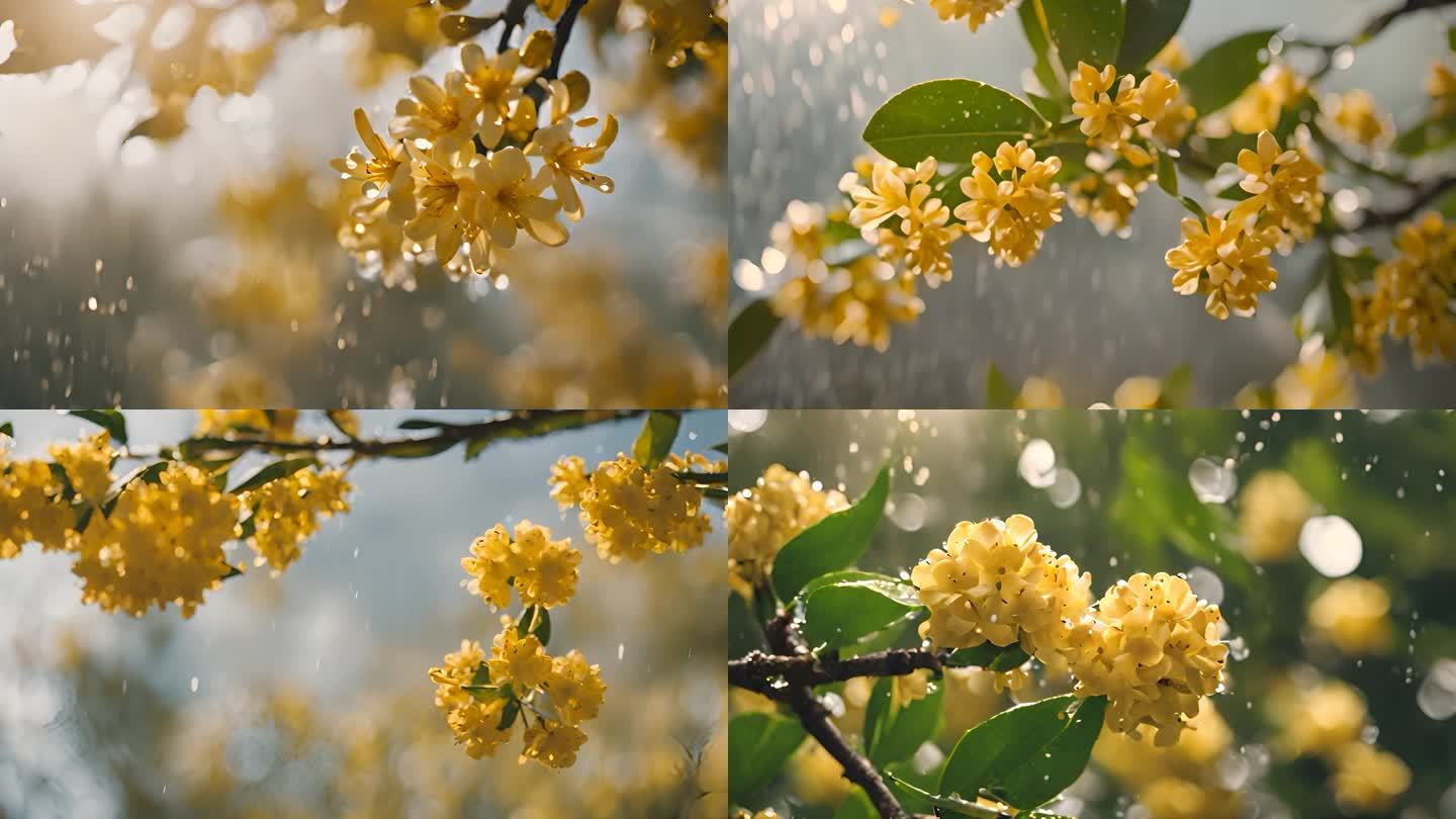 桂花上的水珠雨露