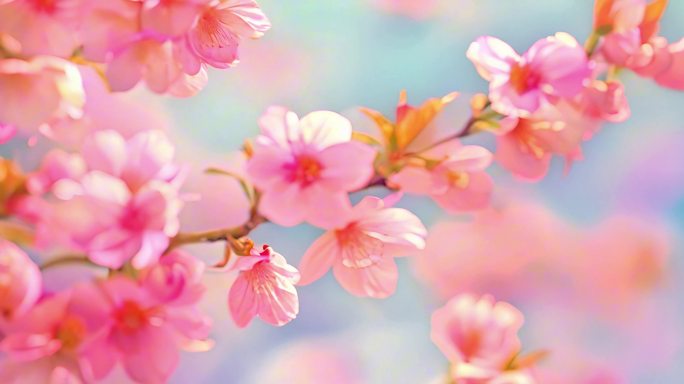 桃花盛开竞相绽放绚丽粉红色海洋美丽动人