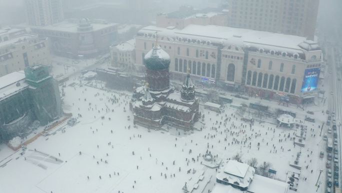 哈尔滨圣索菲亚教堂雪景