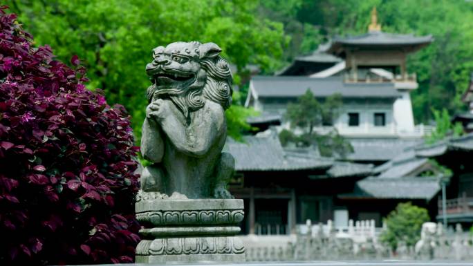 古建筑 石头雕饰石狮子 古雕