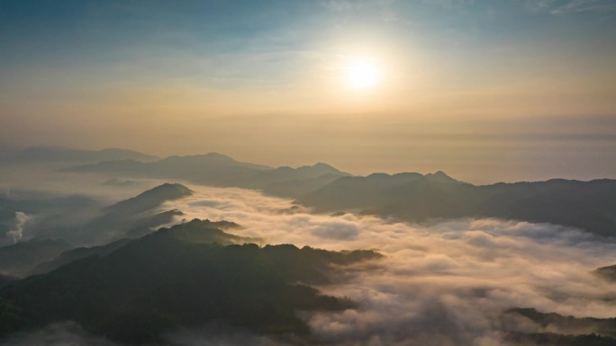 航拍大山大河壮丽山河森林云海