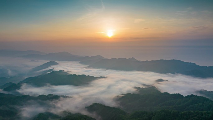 航拍大山大河壮丽山河森林云海