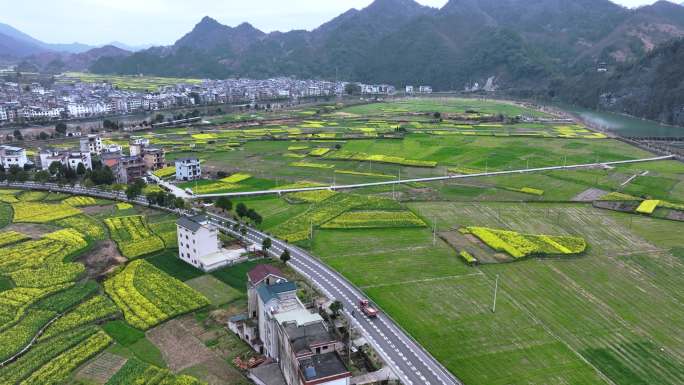 开化春天乡村田园风光航拍