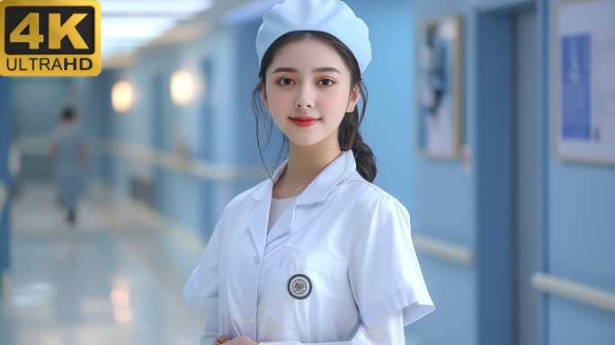 年轻护士自信微笑，朝气蓬勃，医护人员