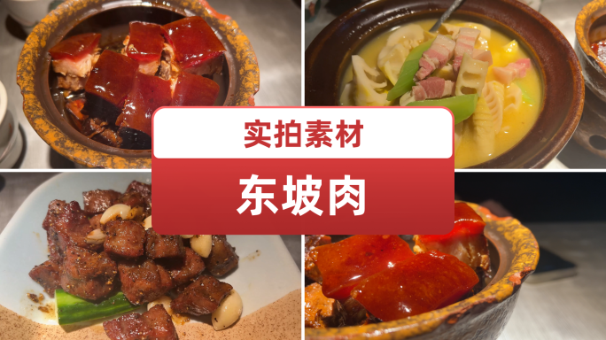 江浙美食东坡肉，牛肉粒，地三鲜美食素材